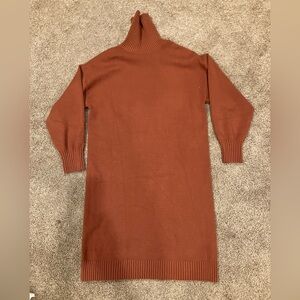Rust Turtleneck Sweater Dress